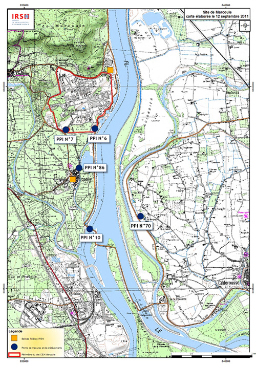 Carte des prélèvements effectués le 12/09/2011