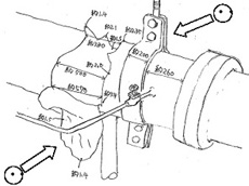 Schéma de la zone avec débitmètre et rupture correspondant à la figure 3