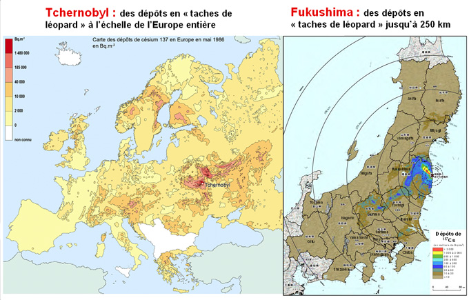 Cartes des dépôts rémanents de césium 137 à l’échelle régionale/continentale