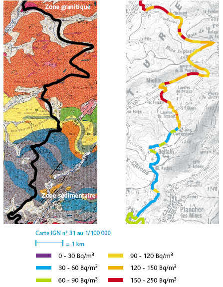 Mesures effectuées pendant la nuit (période pendant laquelle la concentration en radon dans l’atmosphère est la plus importante)