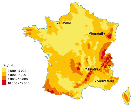 Carte des dépôts cumulés de 137Cs dus aux essais (en Bq/m2), de 1945 à 1980.L. Stefano – IRSN