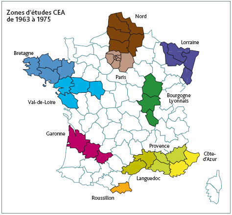 Zones d’études du CEA de 1963 à 1975.L. Stefano – IRSN
