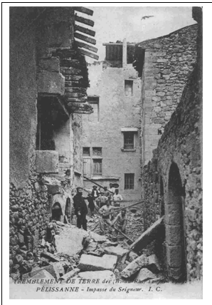 Séisme de Lambesc en 1909 - carte postale d'époque