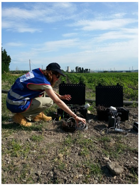 mesure sismique sur le terrain à l’aide de sismomètres dans la région du Tricastin