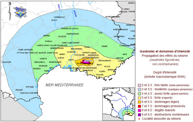 Répartition des dégâts à l’échelle du Sud-Est de la France, d’après SISFRANCE