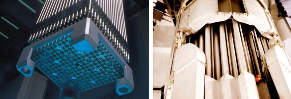 Assemblage combustible à La Hague (Manche) et mécanismes de commandes de grappes à la centrale du Blayais (Gironde) 