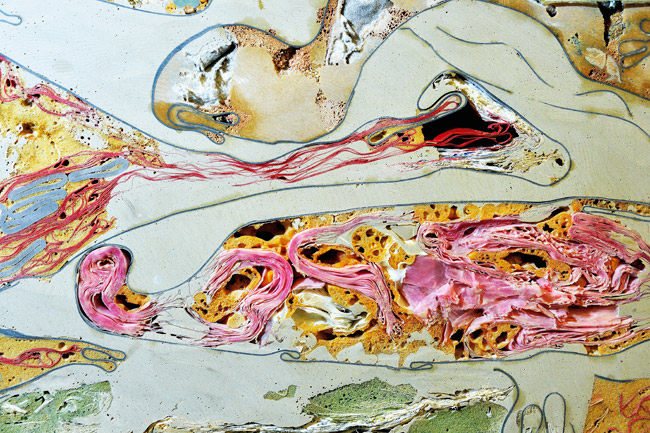 Coupe d'un conteneur de déchets radioactifs de faible et moyenne activité à vie longue