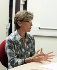 Roselyne Am&eacute;on, ing&eacute;nieur chercheur au bureau d'&eacute;valuation des risques &agrave; la radioactivit&eacute; naturelle.&copy;Noak/Le bar Flor&eacute;al/IRSN