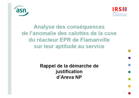 Rappel de la démarche de justification d’Areva NP