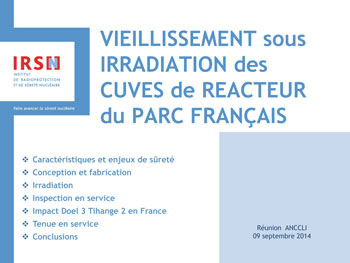Vieillissement sous irradiation des cuves de réacteur du parc français 