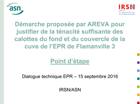 Évolutions de la démarche proposée par Areva de justification des calottes de la cuve EPR de Flamanville