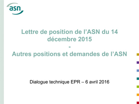 Autres demandes de l'ASN