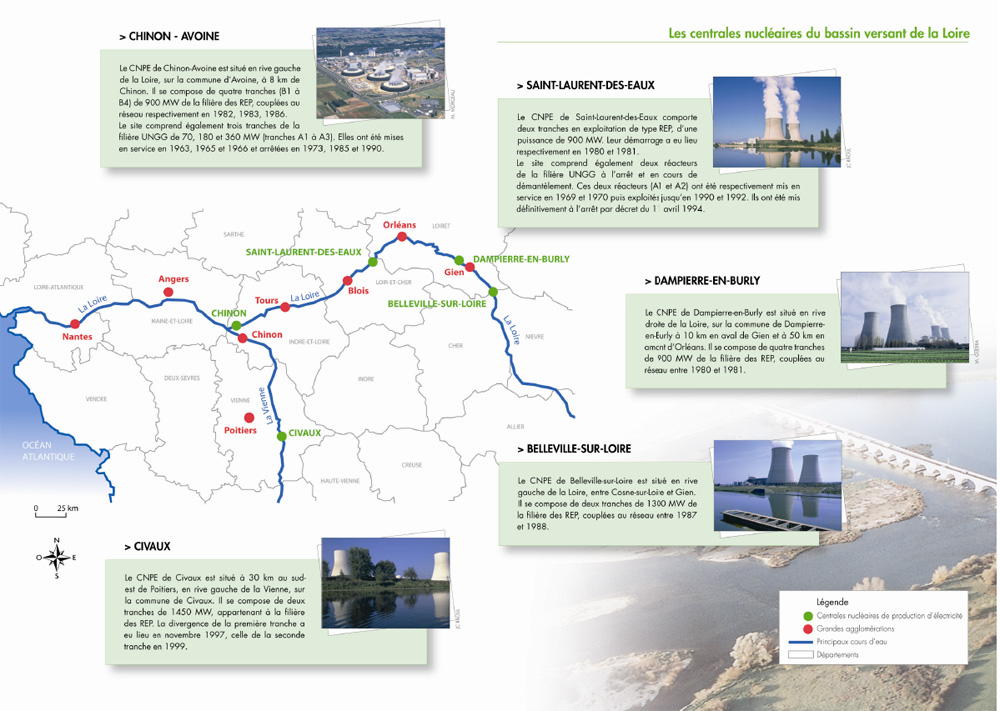Les centres nucl&eacute;aires de production d&rsquo;&eacute;lectricit&eacute; de la Loire et de la Vienne (cliquez pour voir la carte en grand format