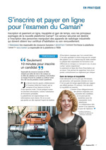 S'inscrire et payer en ligne pour l'examen du Camari