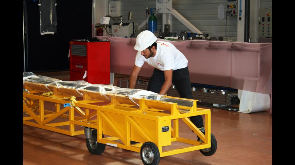 ​Le dispositif, finalisé dans l'entreprise TPI, est conditionné pour être transporté jusqu'au bâtiment du réacteur CABRI. 