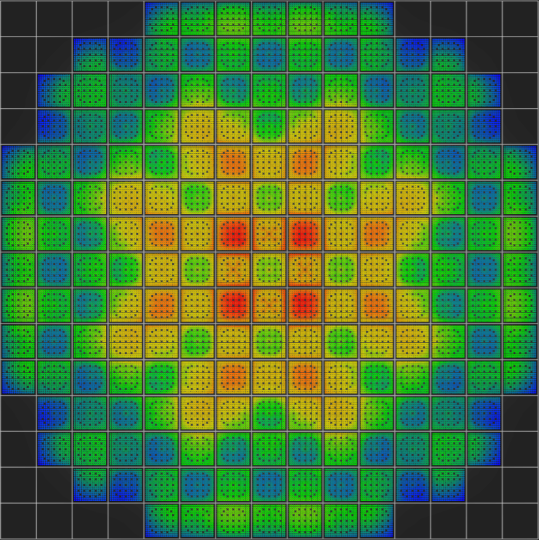 Distribution radiale de puissance dans un cœur de réacteur – Simulation CASMO-5
