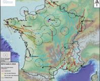 Carte des failles potentiellement actives issue de la BDFA de l’IRSN