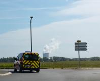 Camion des pompiers et centrale nucléaire de St-Laurent-des-Eaux